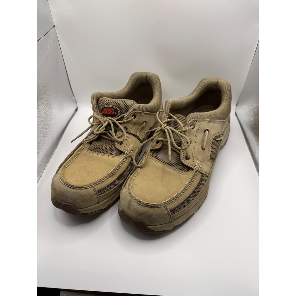 Rocky Hydro-Ports Mens 14 M Tan Leather Mesh Boat‎ Shoes Moc Toe Oxfords 4612